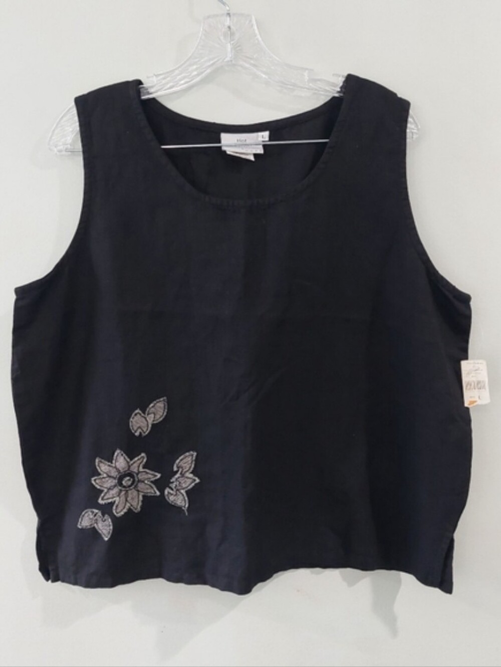 Hot Cotton By Marc Ware Blouse Black Large Linen Cotton Blend Sleeveless
